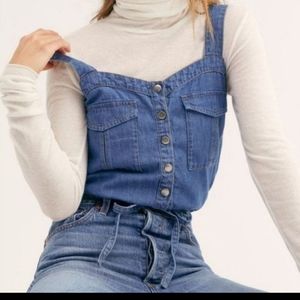 Free People Palm Desert Demin Crop Top Medium NWT